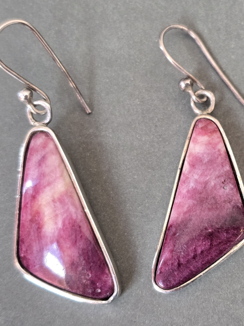 Sterling Silver Pink Purple Stone Drop Earrings
